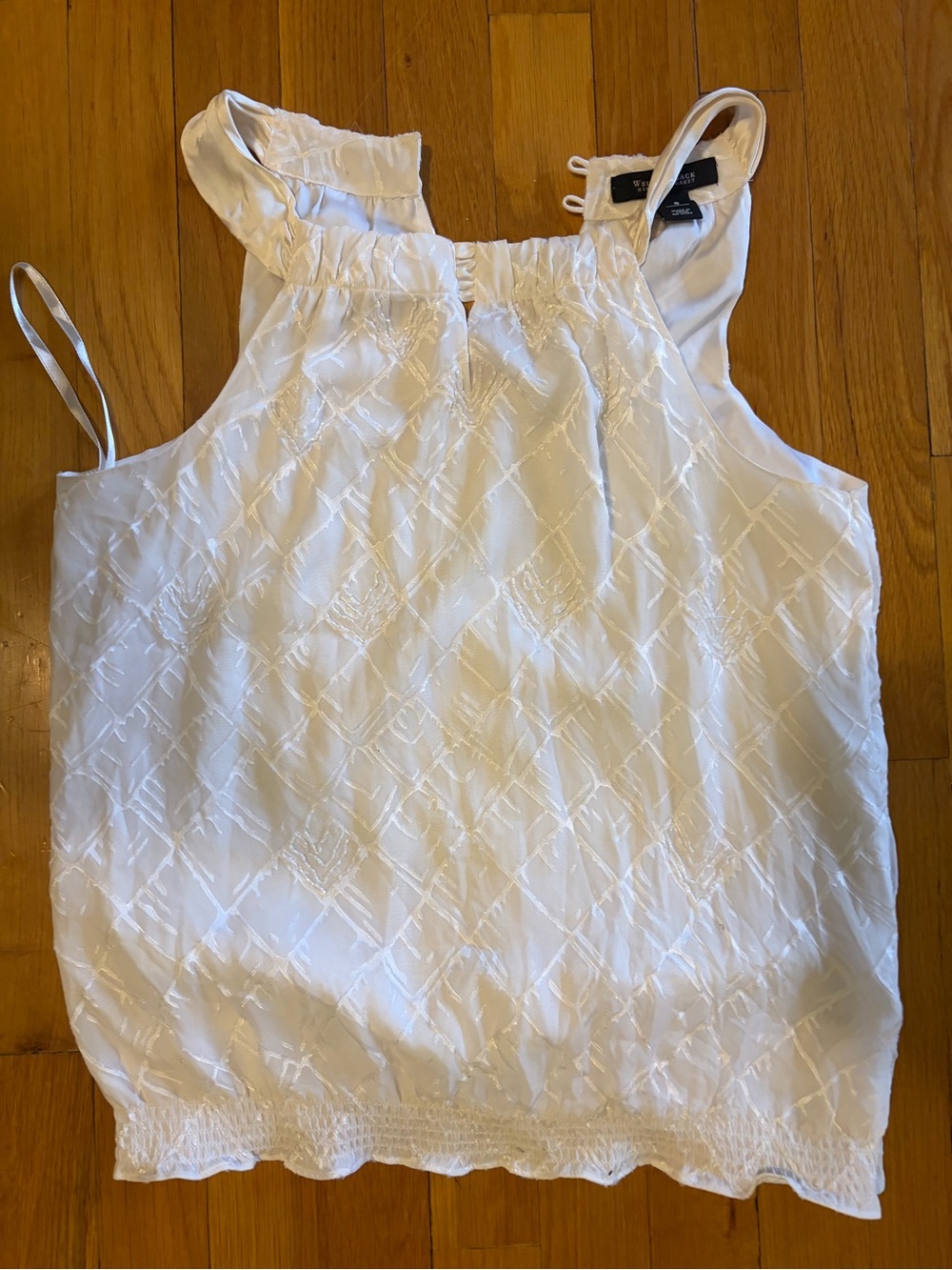 White House Black Market White Textured Sleeveless Top